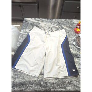 Y2K Hurley Mens Swim Trunks Board Shorts Blue White Size 32